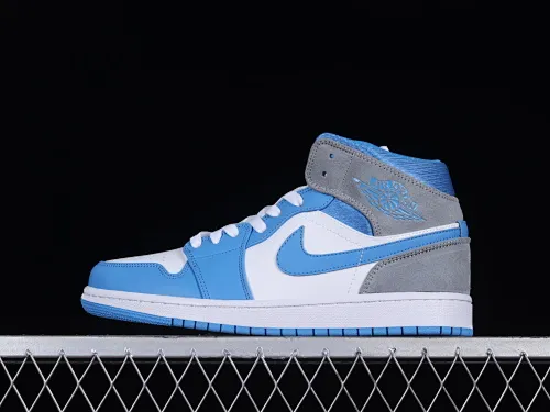 All categories Air Jordan Jordan series basketball shoes Air Jordan 1 Mid Air Jordan 1 Mid "University Blue" AJ1 Joe 1 gray North Carolina color China basketball shoes DX9276-100